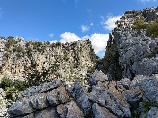 Rocas y paredes de caliza en el Salto del Cabrero, cerca de Benaocaz